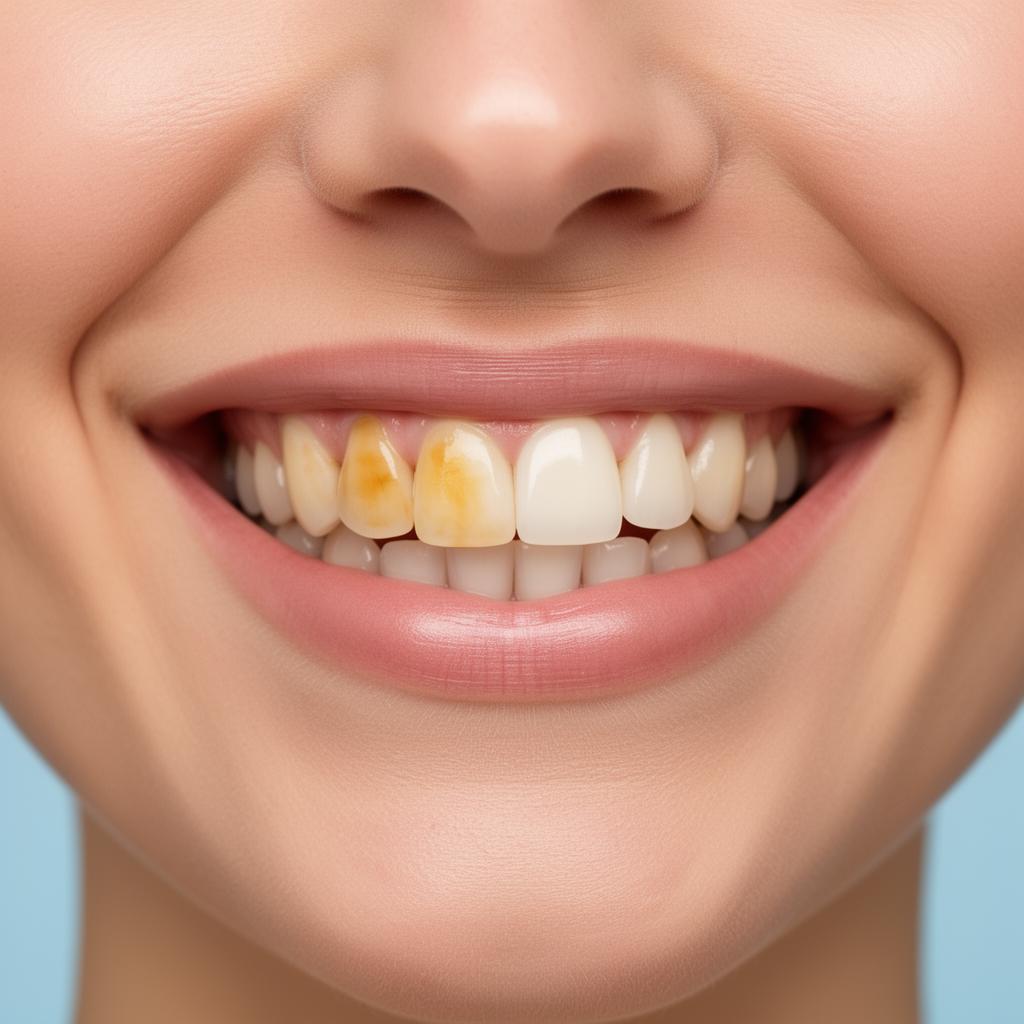 Close-up of teeth before professional whitening