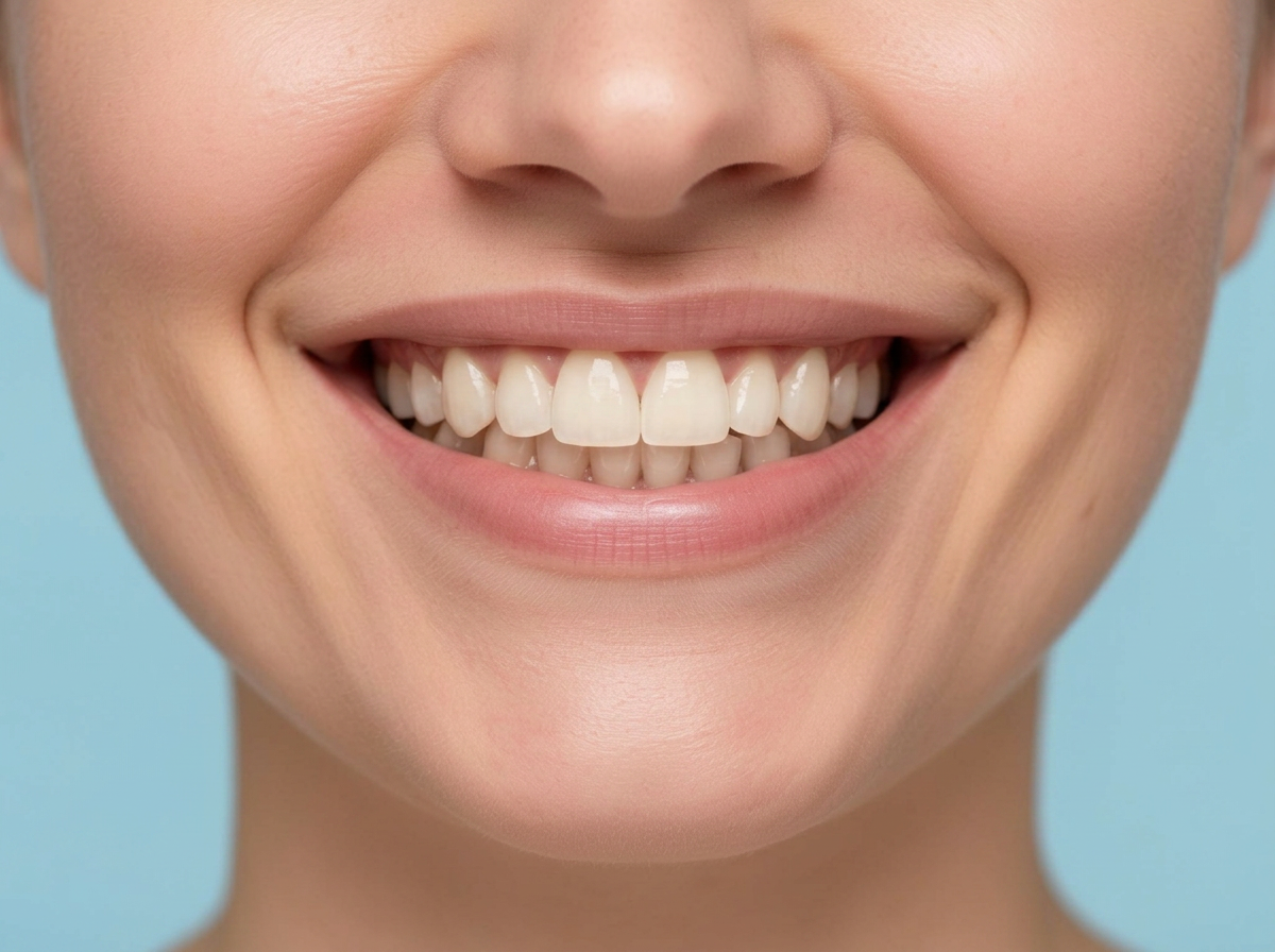 Second close-up of naturally brighter teeth after professional whitening