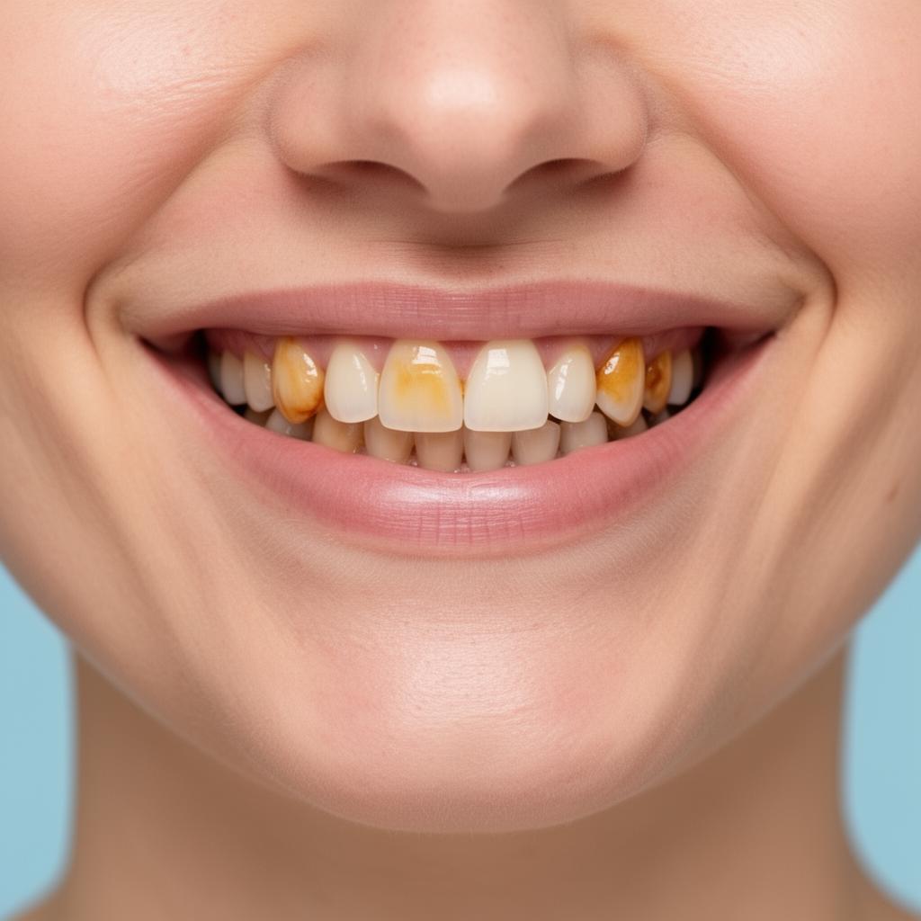 Second close-up of teeth before professional whitening